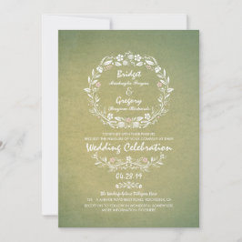 ヴィンテージフローラリースエレガントウェディング招待状 招待状