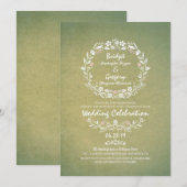 ヴィンテージフローラリースエレガントウェディング招待状 招待状 (正面/裏面)