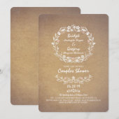 ヴィンテージフローラリースエレガントカップルのシャワー 招待状 (正面/裏面)