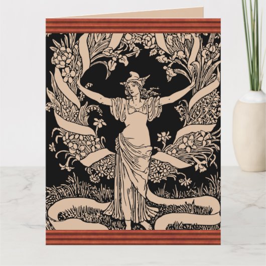 ヴィンテージフローラリースグリーティングカード カード (正面)