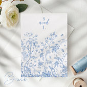 ヴィンテージフローラリースダスティブルー結婚ズ金ゴールド 箔招待状
