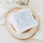 ヴィンテージフローラリーストイルオープンブルークレスト スタンダードカクテルナプキン