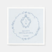 ヴィンテージフローラリーストイルオープンブルークレスト スタンダードカクテルナプキン (正面)