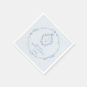 ヴィンテージフローラリーストイルオープンブルークレスト スタンダードカクテルナプキン (角)