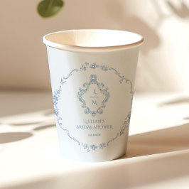 ヴィンテージフローラリーストイルオープンブルークレスト 紙コップ