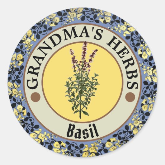 ヴィンテージフローラリースハーブラベルテンプレート ラウンドシール (正面)