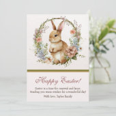 ヴィンテージフローラリースバニーハッピーイースター シーズンカード (スタンド正面)