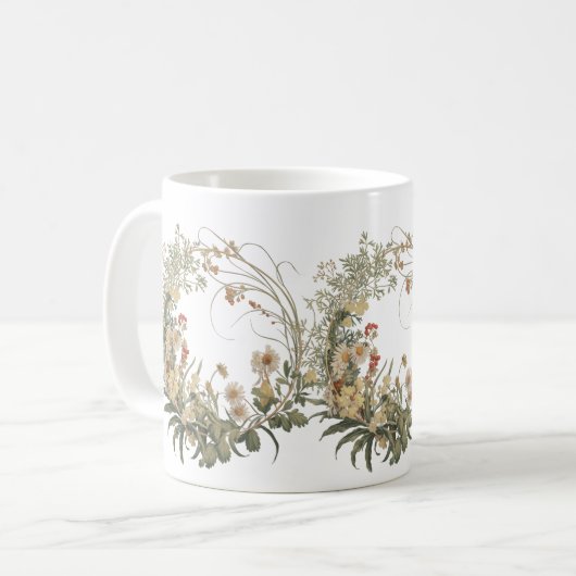 ヴィンテージフローラリースマグ – ボエレガントタニック コーヒーマグカップ (正面左)