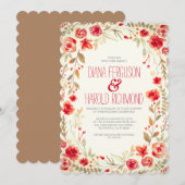 ヴィンテージフローラリース庭園の結婚式招待状 招待状 (正面/裏面)