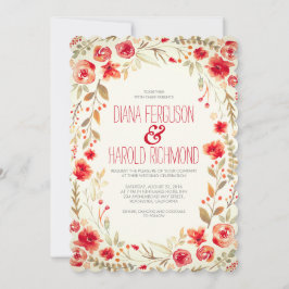 ヴィンテージフローラリース庭園の結婚式招待状 招待状