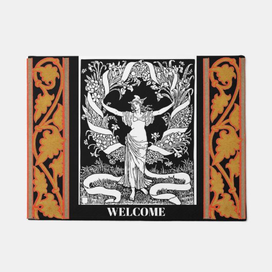 ヴィンテージフローラリース形式 ドアマット (正面)