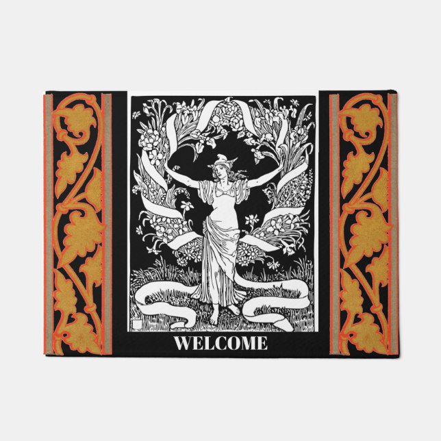 ヴィンテージフローラリース形式 ドアマット (正面)