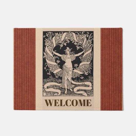 ヴィンテージフローラリース形式 ドアマット (正面)