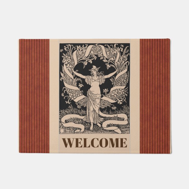 ヴィンテージフローラリース形式 ドアマット (正面)