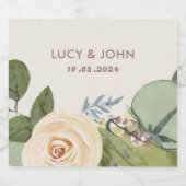 ヴィンテージフローラリース結婚式の引き出物赤面バラ スパークリングワインラベル (シングルラベル)