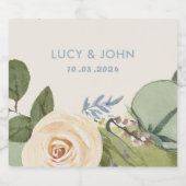 ヴィンテージフローラリース結婚式の引き出物赤面バラ スパークリングワインラベル (シングルラベル)