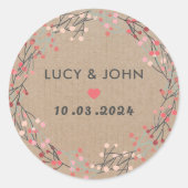 ヴィンテージフローラリース結婚式の引き出物 ラウンドシール (正面)