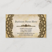 ヴィンテージフローラルパターンとアンティーク旧紙 名刺 (裏面)
