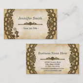 ヴィンテージフローラルパターンとアンティーク旧紙 名刺 (正面/裏面)