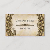 ヴィンテージフローラルパターンとアンティーク旧紙 名刺 (正面)