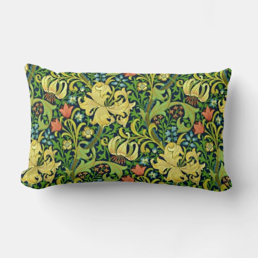 ヴィンテージフローラルパターンウィリアム・モリス修復 ランバークッション (正面)
