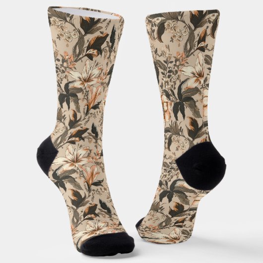 ヴィンテージフローラルパターンクルーソックス ソックス (傾斜あり)