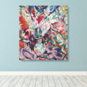 ヴィンテージフローラルパターングラジオラス キャンバスプリント (インサイチュ (ウッドフロア))