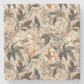 ヴィンテージフローラルパターンストーンコースター ストーンコースター (正面)