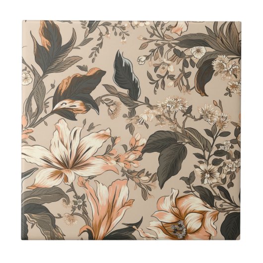 ヴィンテージフローラルパターンセラミックタイル タイル (正面)