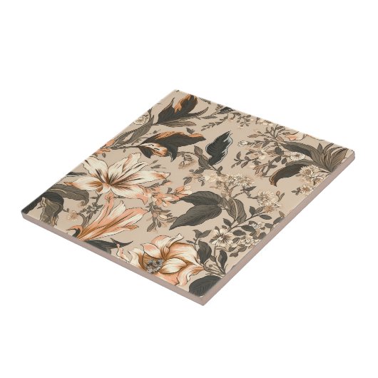 ヴィンテージフローラルパターンセラミックタイル タイル (側面)