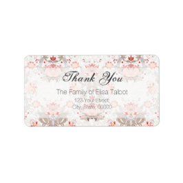 ヴィンテージフローラルパターンダマスクありがとうラベル ラベル