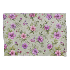 ヴィンテージフローラルパターンピローケースセット – ソフトグリーン 枕カバー