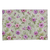 ヴィンテージフローラルパターンピローケースセット – ソフトグリーン 枕カバー (正面右)