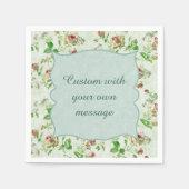 ヴィンテージフローラルパターンピンクローズカスタムメッセージ スタンダードカクテルナプキン (正面)