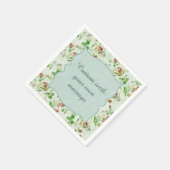 ヴィンテージフローラルパターンピンクローズカスタムメッセージ スタンダードカクテルナプキン (角)