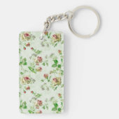 ヴィンテージフローラルパターンピンクローズパーソナライズされた キーホルダー (裏面)