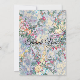 ヴィンテージフローラルパターンフラットサンキュー サンキューカード
