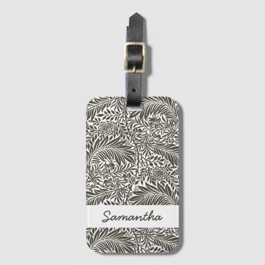 ヴィンテージフローラルパターンブラック自然ウィリアム・モリス ラゲッジタグ (正面縦)