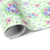 ヴィンテージフローラルパターンライトグリーン ラッピングペーパー (ロールコーナー)