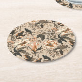 ヴィンテージフローラルパターンラウンド紙コースター ラウンドペーパーコースター (アングル)