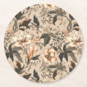 ヴィンテージフローラルパターンラウンド紙コースター ラウンドペーパーコースター (正面)