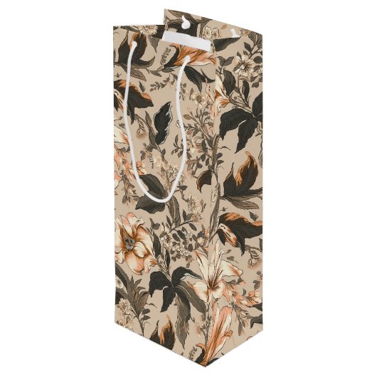 ヴィンテージフローラルパターンワイン抱き枕 ワインギフトバッグ (裏面アングル)