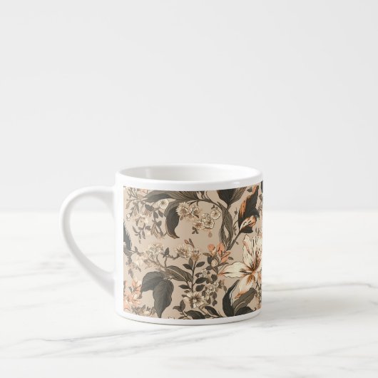 ヴィンテージフローラルパターン専門マグカップ エスプレッソカップ (左)