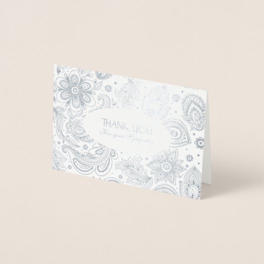 ヴィンテージフローラルパターン悔やみや弔慰ありがとう 箔カード (正面)