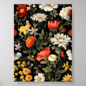 ヴィンテージフローラルパターン昇華印刷 ポスター (正面)