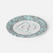 ヴィンテージフローラルパターン100番目の誕生日紙プレート ペーパープレート (アングル)