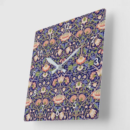 ヴィンテージフローラルパターン、ウィリアム・モリス スクエア壁時計 (傾斜)