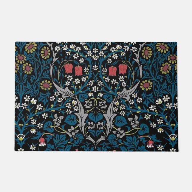 ヴィンテージフローラルパターン、ウィリアム・モリス ドアマット (正面)