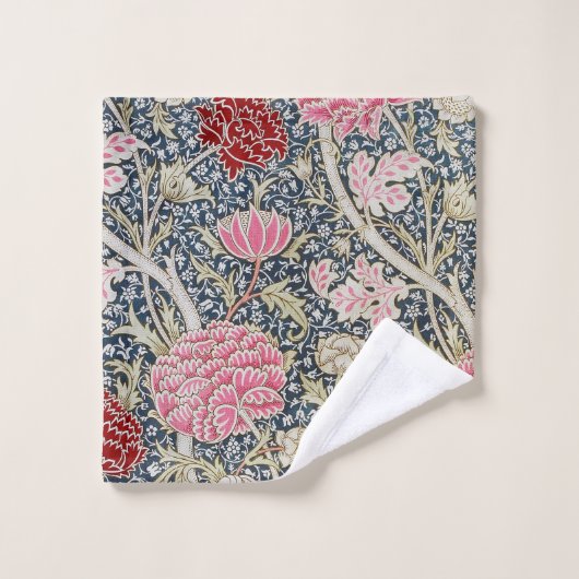 ヴィンテージフローラルパターン、ウィリアム・モリス バスタオルセット (ウォッシュタオル)