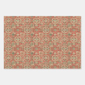 ヴィンテージフローラルパターンin暖赤,サンゴ ラッピングペーパーシート (正面2)